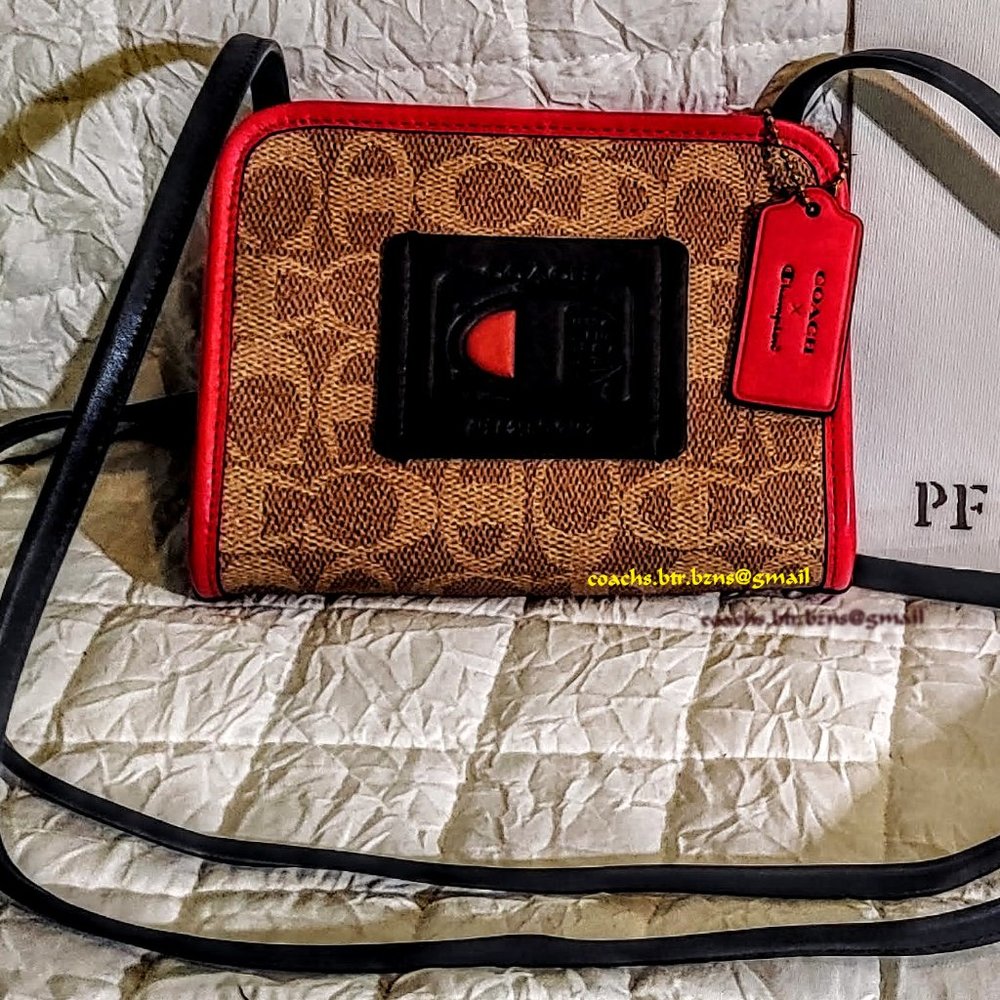 NWOT - COACH x CHAMPION RECTANGLE POUCH IN SIGNATURE CANVAS (7102)